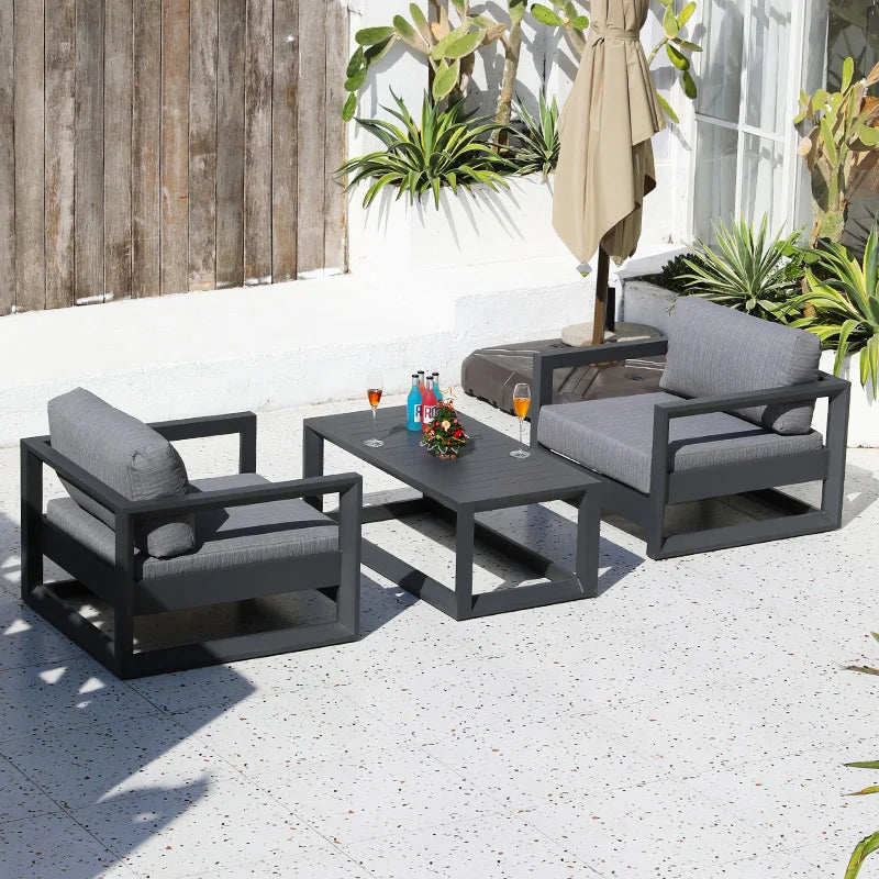Luxury Aluminum Outdoor Sofa Sets Garden Sofa Luxury Couches Patio High Quality Furniture Metal Modern Outdoor Usage