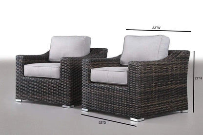 Mid Century Outdoor Patio Sectional Sofa Resort Grade Rattan UV Cushion 2pc Club Chair Set, Customized