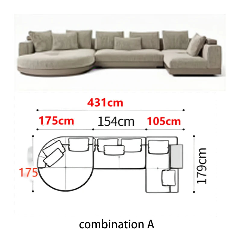 Italian Couch  For Living Room Minimalist Cotton And Linen Fabric Sectional Sofa Large Flat Floor Designer Living Room Sofas