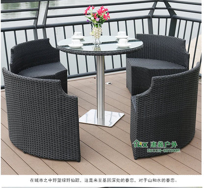 Outdoor leisure courtyard rattan chair five-piece combination outdoor villa open-air balcony creative storage home back chair