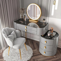 Solid wood new dresser glass bedroom modern simple style light luxury Internet celebrity small makeup table rock slab makeup
