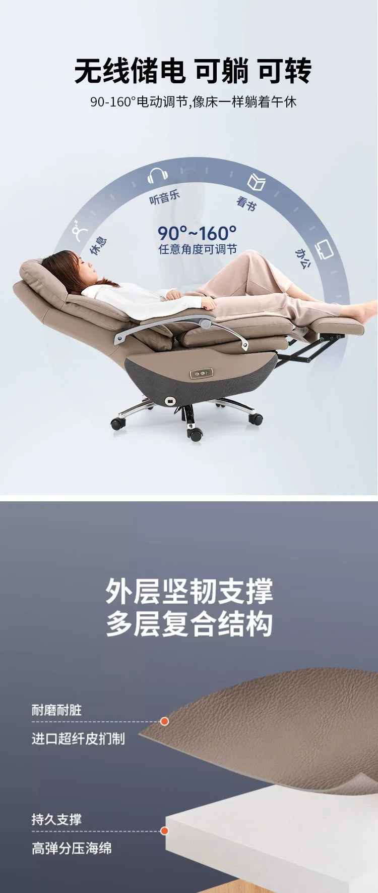 Headrest Boss Chair 7-Point Vibrating Wheels Rollerblade Lumbar Support Electric Footrest Cadeira De Escritorio Office Furniture