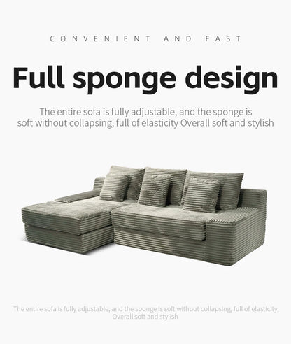 Modern Luxury Velvet L-shaped Compression Sofa Bed Set, Adjustable Function Durable Design, for Living Room Boneless Sofa