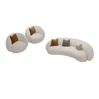 Nordic Arc Velvet Fabric Sofa Set for Living Bedrooms Hotels-Three-Seater Beauty Salon Sofa From Clothing Store