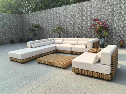 Deluxe Teak Outdoor Garden Sofa Set Aluminum Terrace Furniture Villa Resort Balcony Use