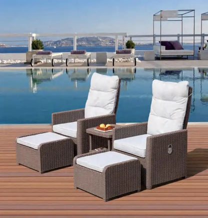 Outdoor Luxury Garden  Rattan Dining Set Patio Garden Adjustable Leisure Cylinder Chair and Table Dining Set