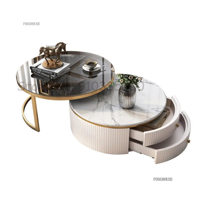 Modern Marble Coffee Tables For Simple Small Apartment Living Room Furniture Sofa Side Household Storage Cabinet End Table Set