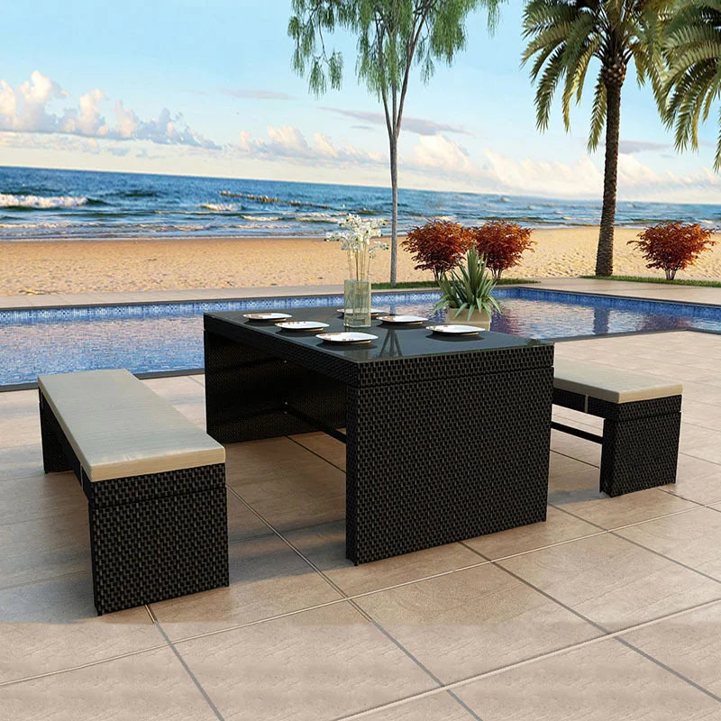 Outdoor rattan chair three-piece combination outdoor courtyard terrace table and chair wrought iron rattan leisure chair balcony