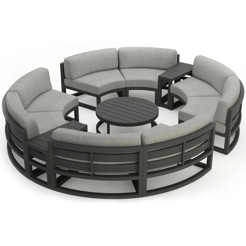 Rattan sofa combination courtyard garden leisure outdoor living room custom semi-circular arc rattan chair terrace outdoor