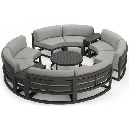 Rattan sofa combination courtyard garden leisure outdoor living room custom semi-circular arc rattan chair terrace outdoor