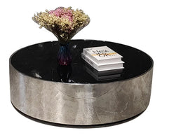 Italian mirror coffee table stainless steel small apartment tempered glass round combination design sense living room home