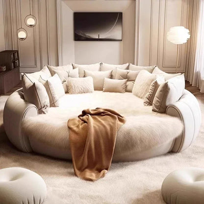 Fabric Round Bed Cream Wind Simple Double Wedding Light Luxury Adult Comfortable Bed Unusual High Quality Muebles Furniture