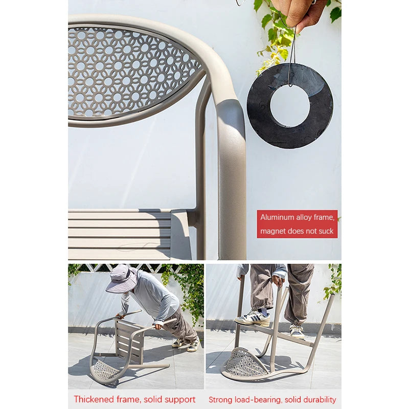 All Aluminum Bistro Chairs Set of 2 Metal Outdoor Chair with Armrests Weatherproof Patio Chair for Garden Backyard Balcony