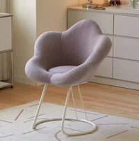 Durable Carbon Steel Upholstered Stool INS Style Leisure Petal Chair Romantic Cream Makeup Stool Rotating Nail Art Beauty Chair