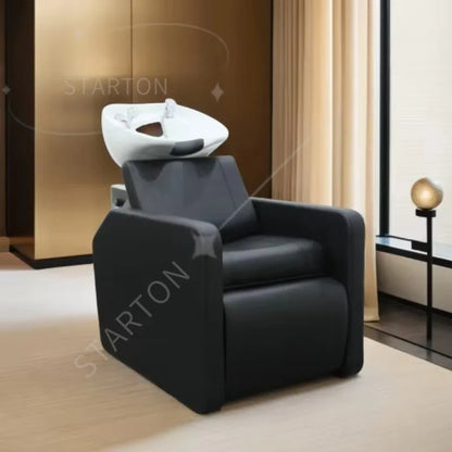 Luxury Electric Height Adjustable Shampoo Chair with Durable Ceramic Basin Modern Design