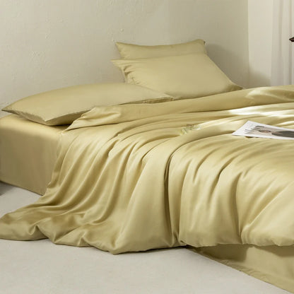 Luxury Bedding Set with Duvet Cover Silk Cotton Duvet Cover Bed Sheet Solid Color bedsheets full set 4 pcs Queen King Size