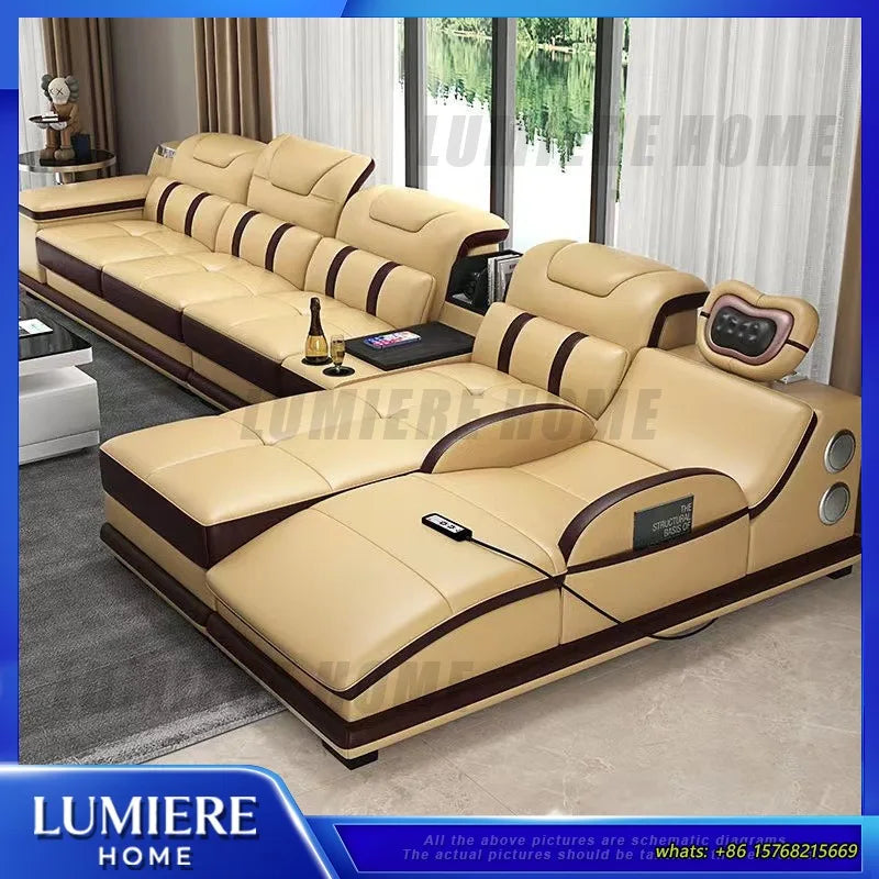 Electric Recliner Sofa with Massage Function Modern Minimalist Sectional Sofa for Large Living Room Smart Multi Functional Couch