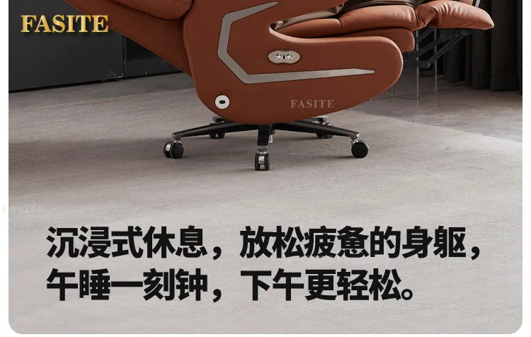 Lunch break can lie down dual-purpose leather office desk chair, light luxury sedentary and comfortable electric massage boss