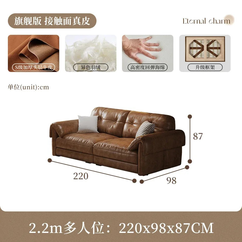 Minimalist Brown Sleep Sofa Faux Leather Designer Loveseat Lazy Sofa Couch Cloud Divano Da Soggiorno Living Room Furniture