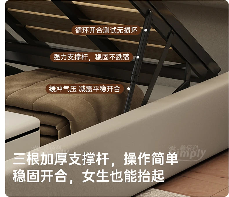 Queen Storage Bed Bedroom King Size Double Modern Frame Bed Headboard Luxury Sleeping Camas De Dormitorio Home Accessories