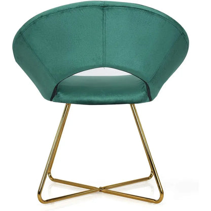 Green Velvet Upholstered Accent Chair Set of 2, Comfortable Vanity Desk Chair, 300 lbs Capacity, Elegant Century Style Single So