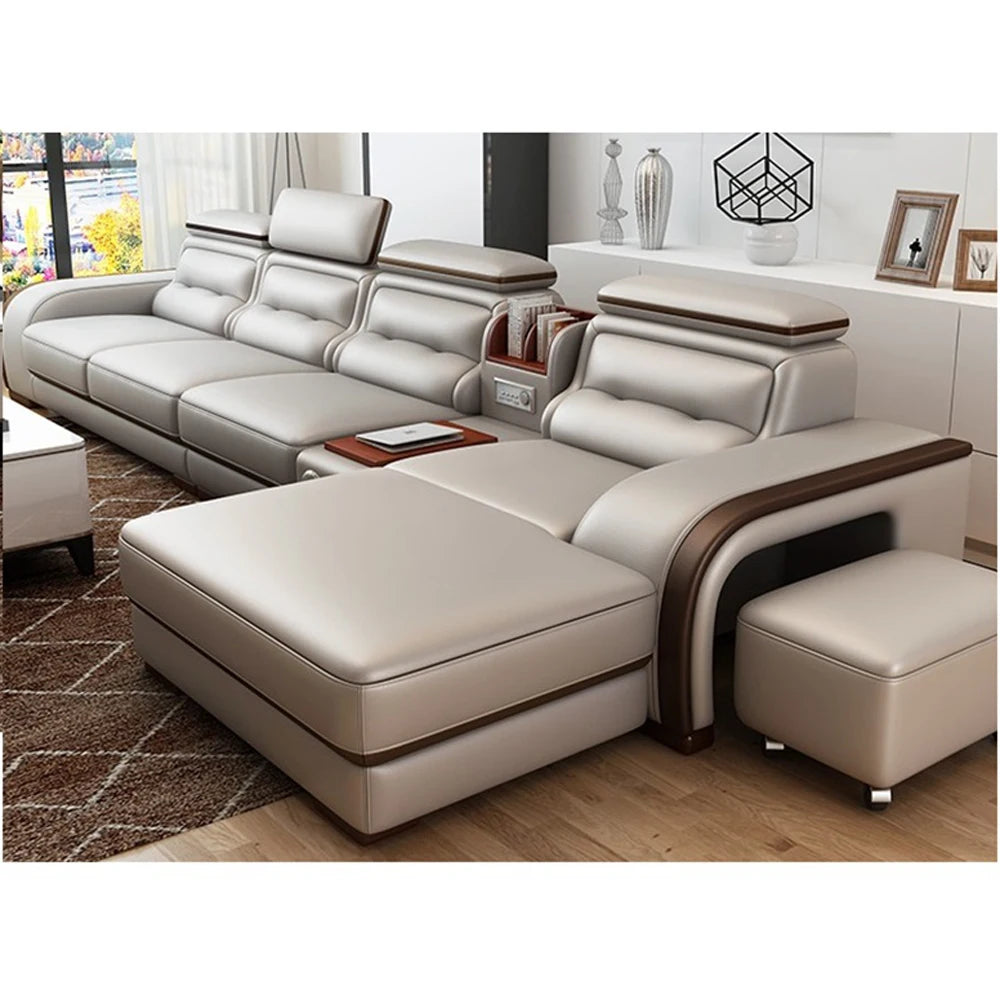 Modern Genuine Leather L Sofa Luxury Genuine Leather Sofa Set Furniture Living Room Couch