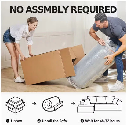 109" Modern Cloud L-Shaped 3-Seater Oversized Deep Seat Chenille Fabric Sofa White Modular Sectional with Ottoman