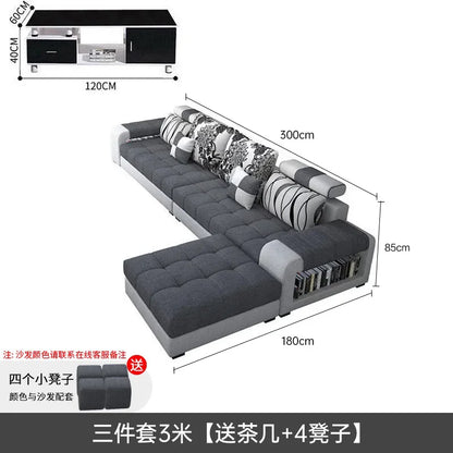 Living room fabric sofa Modern simple home corner sofa Furniture combination Solid frame fabric sofa