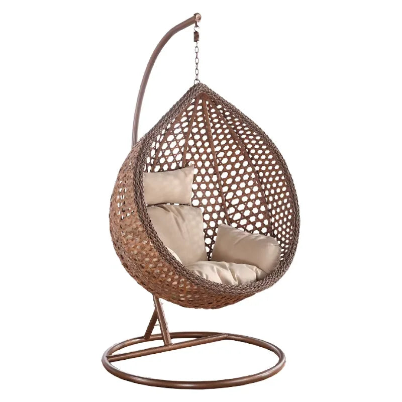 Modern Outdoor Patio Garden Backyard Wicker Rattan Double Swing Hanging Chair for Bedroom Application Durable Metal Material