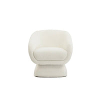 White Boucle swivel Chair, Solid Wood Frame, Modern Leisure Armchair, Ideal for Living Room & Bedroom