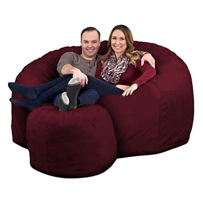 6ft Bean Bag Chair & Footstool, Oversize Bean Bag Chair for Adults, Comfy Chair Bean Bag Couch Lounge Sofa Loveseat, Customized