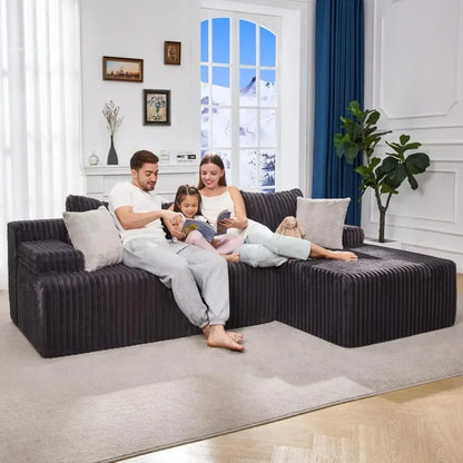 Modular Sectional Sofa Couches L-Shape Couch 3 Seat Modular Sofa Memory Sectional Couches for Living Room, Cloud Couch with