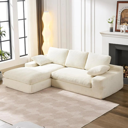 Black Cloud 98.4-Inch Sectional Sofa Corduroy L-Shaped Modern Upholstered Couch with Chaise Modular Sectional
