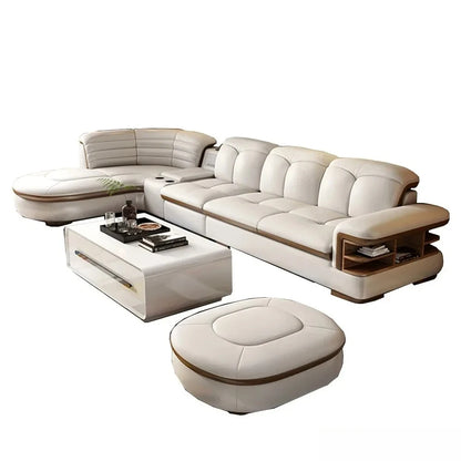 Leather Sectional Sofa Sets with USB, Bluetooth Speaker - Living Room