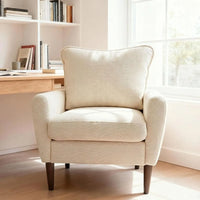 Fauteuil d'appoint confortable pour salon, chambre et salle d'attente, fauteuil de lecture rembourré de style mid-century avec coussin et structure en bois massif
