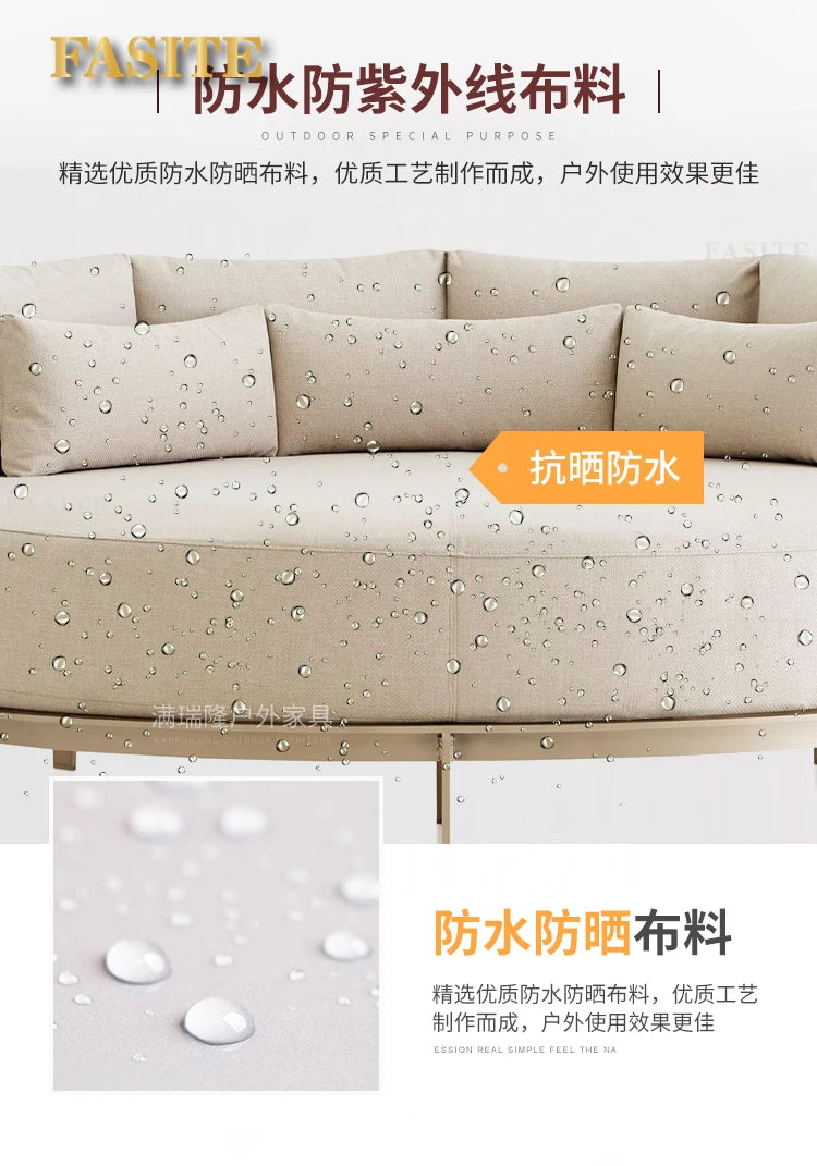 Villa Swimming Pool Outdoor Sofa Courtyard Garden Balcony Large Round Bed Beach Outdoor Lounger Champagne Gold