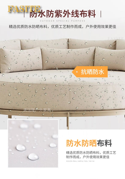 Villa Swimming Pool Outdoor Sofa Courtyard Garden Balcony Large Round Bed Beach Outdoor Lounger Champagne Gold