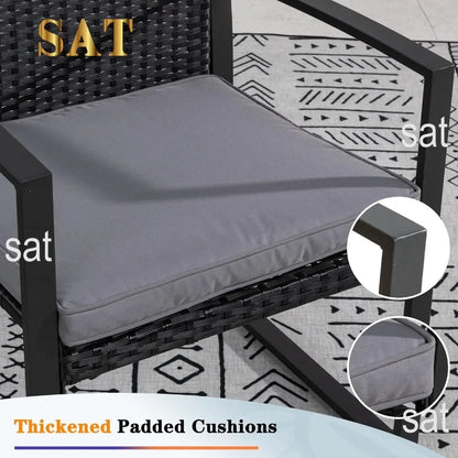 t Outdoor Patio Furniture Set, Modern Wicker Bistro Set, Conversation Rattan Chair of 2 with Coffee Table