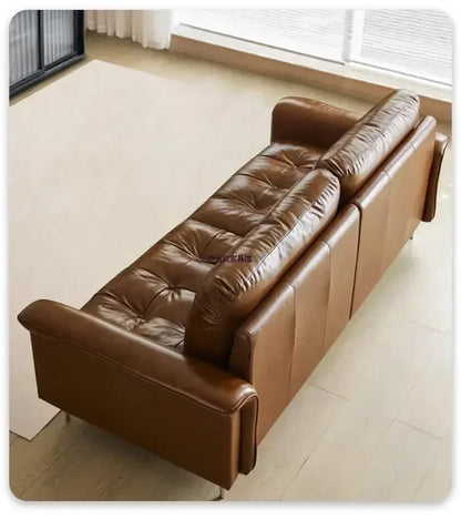 Medieval Oil Wax Leather Creative Sofa Living Room Retro Old