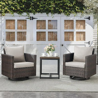 Rattan Wicker 3-Piece Outdoor Patio Set with Sofa, Coffee Table, and Cushions for Garden, Balcony, or Poolside