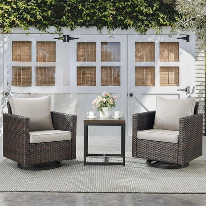 Rattan Wicker 3-Piece Outdoor Patio Set with Sofa, Coffee Table, and Cushions for Garden, Balcony, or Poolside