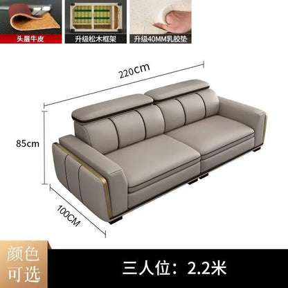 Luxury First-Layer Sofa Classic Light Living Room Size Princess Apartment Straight Row Home Combination