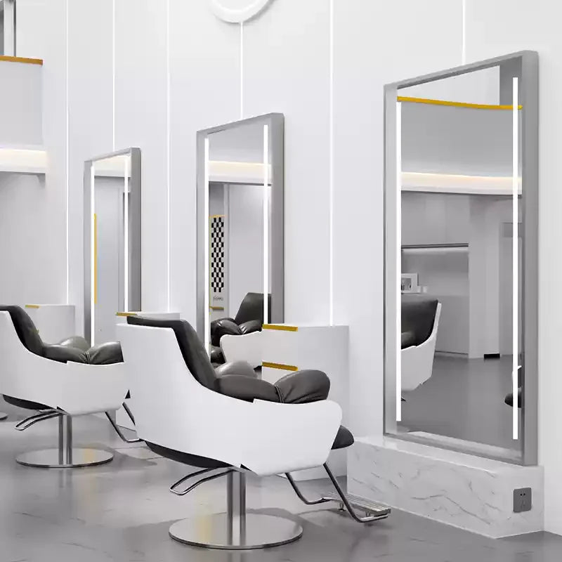 HJ Barber Shop Mirror Quick Cut Special Mirror Hair Salon Internet celebrity hair salon Full Lamp Mirror