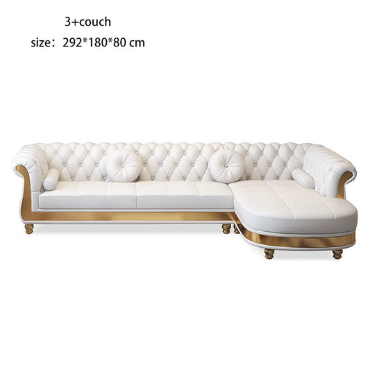 Classic American Antique Chesterfield Sofa for Home Office Hotel Couch Living Room Furniture Modern Genuine Leather Sofa Set
