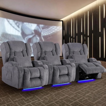 Power Recliner Chair – Overstuffed Home Theater Seating with Heat, Massage, Electric Reclining & Sleeper Function