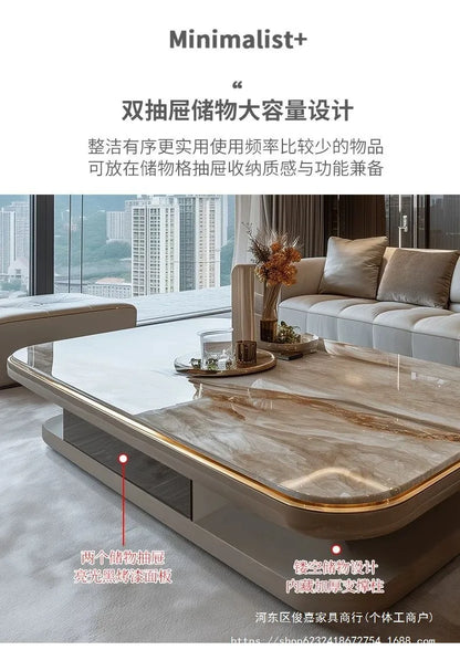 Light luxury modern coffee table microcrystalline stone high-end home high-end new living room villa marble lengthening