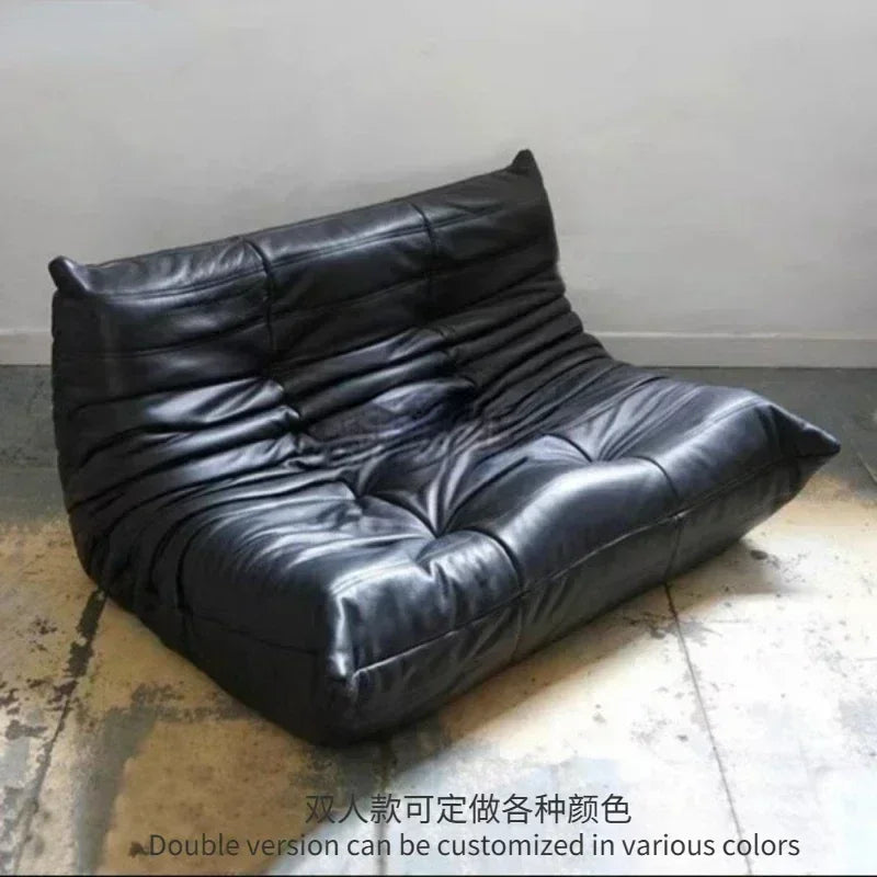 Single Casual Sofa Chair with Cat Scratch Leather Nordic Togo Lazy Caterpillar Sofa Bedroom Living Room Balcony Suede Sofa