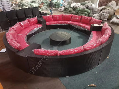 Terrace Semicircular C Modular Lounge Set Aluminum Outdoor Furniture Modern Luxury Garden Combination Rattan Sofa Set