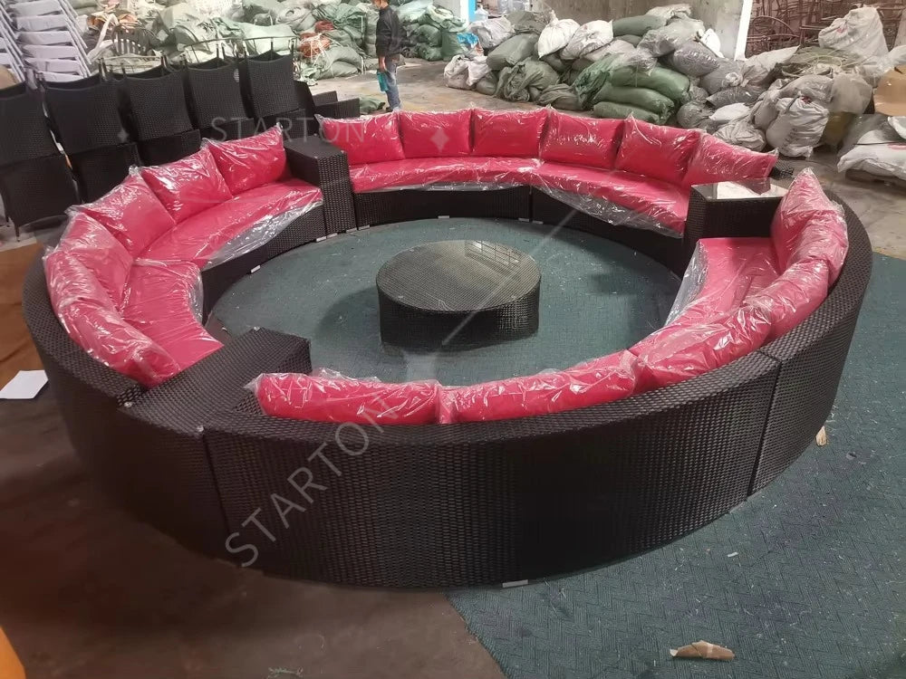 Terrace Semicircular C Modular Lounge Set Aluminum Outdoor Furniture Modern Luxury Garden Combination Rattan Sofa Set