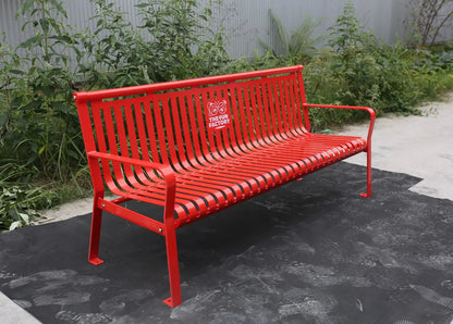 Outdoor Public Park 2 Person Steel Commercial Bench Seating Outside Garden Out Door Patio Rustic Metal Seat Bench with Back